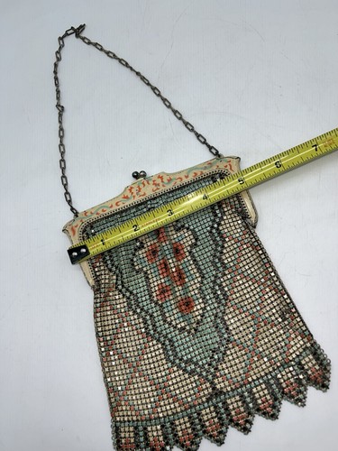 Vintage Whiting & Davis Art Deco Enamel Metal Mesh Evening Bag 2D - Picture 7 of 10