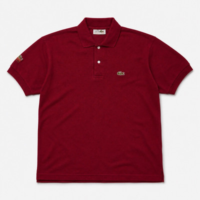 Lacoste Herren Polo L Bordeauxrot Piqué Kurzarm Kragen Logo Knopf Golf