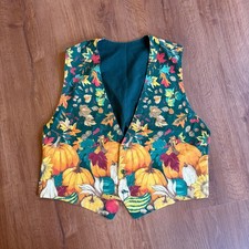 Thanksgiving Autumn harvest reversible homesewn vest vintage 90s