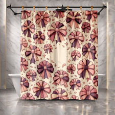 Cute Pink and Black Bow Fabric Shower Curtain Girly Bathroom Decor 72x72