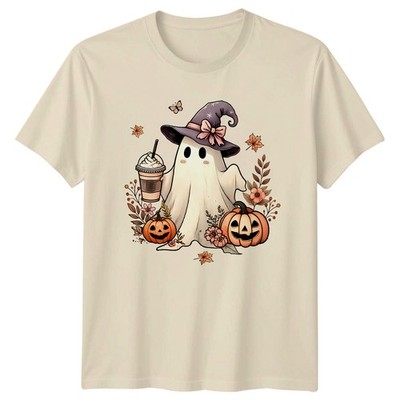 Süßes Gespenst Eiskaffee Damen T-Shirt Herbst gruselig Halloween Geschenk für sie
