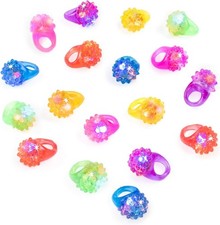 Flashing Colorful LED Light Up Bumpy Jelly Rubber Rings Finger Toys for...