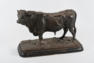 C58M67 Pierre Jules Mene (1810 1879) Metal Fundido Figura Tauro Firmado