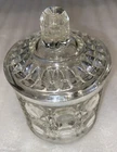 Vintage Federal Glass Windsor Button Cane Covered Sugar Bowl