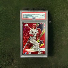 2024 Topps Chrome Cosmic MLB Bryce Harper Starfractor Red Flare 5/5 PSA 10