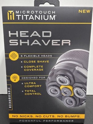 MicroTouch Titanium Rechargable Head Shaver w/5 Flexible Heads NEW/SEALED