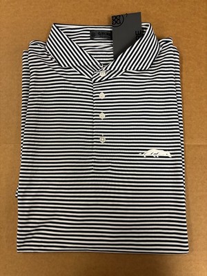 NWT MEN'S G/FORE POLO, SIZE: MEDIUM, COLOR: NAVY/WHITE STRIPE (GROVE XXIII)