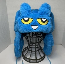 Pete The Cat Ushanka Trapper Hat With Ear Flaps Blue Soft Embroidered Character
