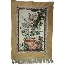 Floral Urn Bird Tree Tapestry Wall Hanging 54x36 Fringe Trim Classical Art