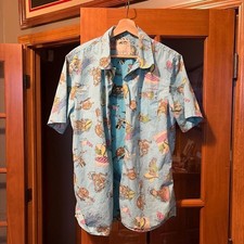 Vans Short Sleeve Button-Up Shirt Size L Blue All-Over Print