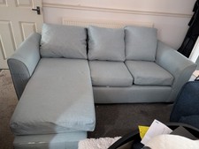 3 Seater Sofa with Chaise Lounge-Wayfair - Duck Egg Blue
