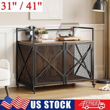 31''/41'' Heavy Duty Dog Crate Wooden Pet Kennel with Wheels End Table Furniture