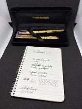 Gold Waterman C/F Plaque OR G20 SET Fountain Pen 18K Nib, Ballpoint,Velvet Case