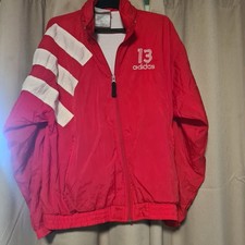 Adidas- Unisex Red spray jacket- Vintage 1980's Retro - size Small