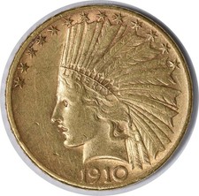 1910-S $10 Gold Indian AU Uncertified #322