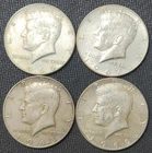 Lot Of 4 KENNEDY Half Dollar US Coins - 40% Silver - 1966 - 1969, JFK16H