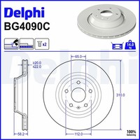 2X Delphi Bremsscheibe BG4090C FüR Audi TT Roadster 8J9 8J3 A3 8P1 Tfsi Quattro