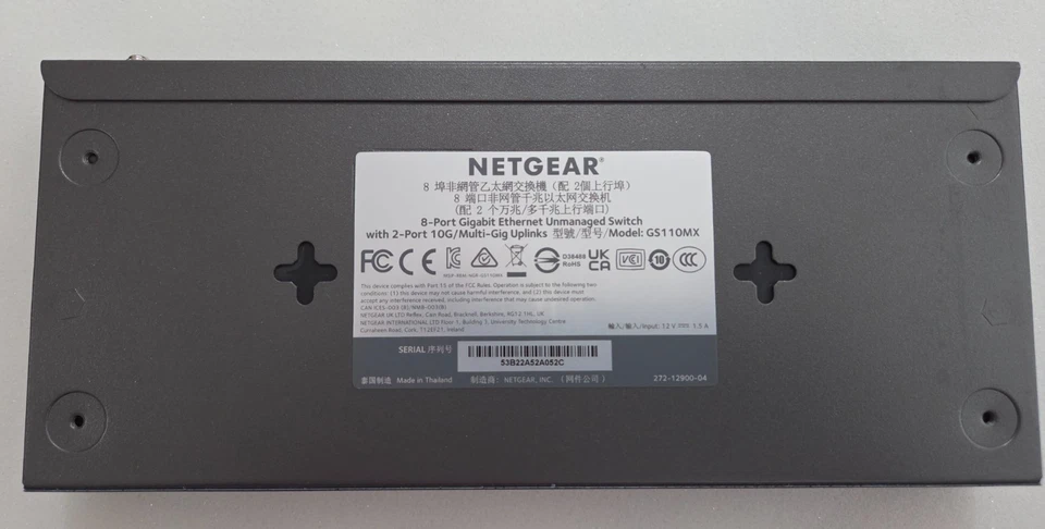 NETGEAR GS110MX-100NAS 10 Port,  Ethernet Switch ONLY, NO POWER CORD   - Image 2 of 4