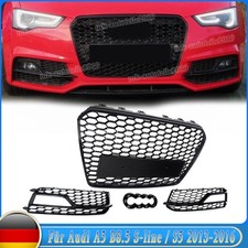 Kühlergrill für Audi A5 S5 B8.5 12-15 Wabendesign Hochglanz + Stoßstange Gitter