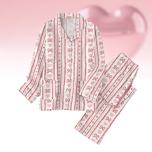 Valentine Day Pajamas Set, Coquette Women Pajamas, Matching Family Pajamas Set - Picture 1 of 3