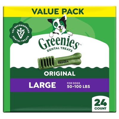 Greenies Large Dental Dog Treats 24 Count Original Flavor 36 oz - Free Fast P&P