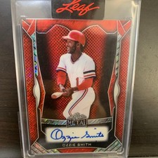 Ozzie Smith Autographed Metal Card 3/3 Leaf MLB Signed Red Serial Number