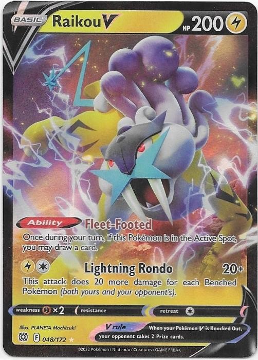 Raikou V 048/172 Holo V Rare Brilliant Stars Pokemon Near Mint