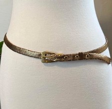 70s Vintage Skinny Gold Metallic Metal Snake Belt Waist Hip Chain Mod Go Go Med