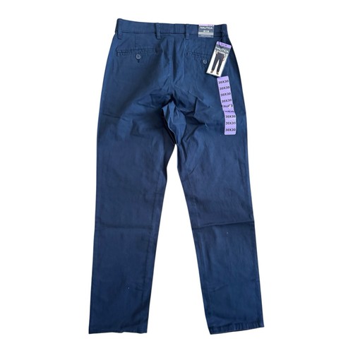 Pantalones chinos Nautica para hombre calce recto 30x30 azul marino elástico algodón nuevos con etiquetas - Imagen 7 de 8
