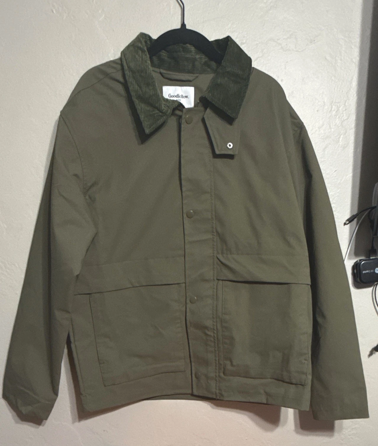 Goodfellow & Co Men's Green Lined Jacket Size M Collared Pockets Button Front image 1