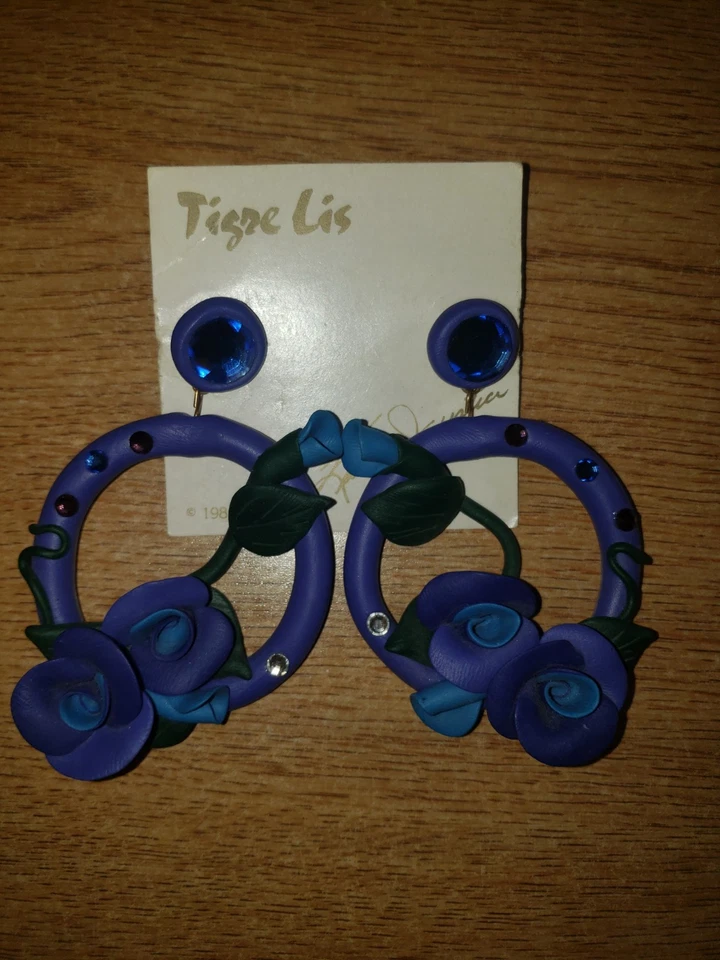 Ожерелье ручной работы из полимерной глины тигре лилии цветок тема с серьгами  - Изображение 3 из 4