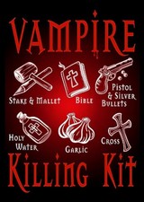Vampire Killing Kit Stake Pistol Holy Water Garlic Halloween Refrigerator MAGNET