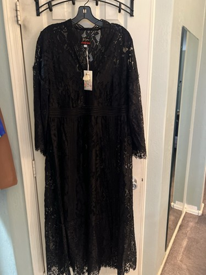 #ad Johnny Was Black Lace Maxi Cover Up Dress Medium NWT $118.00