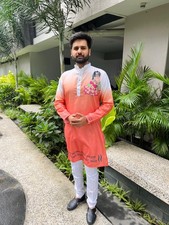 PREMIUM COTTON SILK GANESHA PRINT KURTA FOR MEN ETHNIC WEAR PARTY FESTIVAL