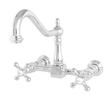Kingston KS1241AX Wall Mount Bridge Kitchen Faucet, Polished Chrome