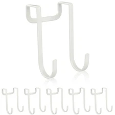 Over The Cabinet Hook, 6pcs, Matte White, Iron, Double Hooks, Organizer