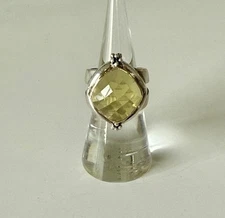 Michael Dawkins Sterling Silver w/ 14kt Gold Bezel Faceted Citrine Ring: size 6