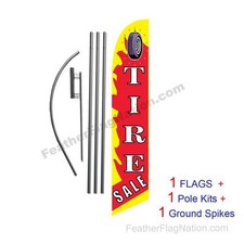 Tire Sale 15' Feather Banner Swooper Flag Kit with pole spike