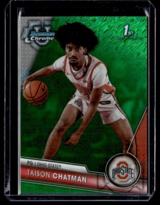 2023-24 Bowman University Chrome Green Shimmer Taison Chatman 20/99 Ohio State