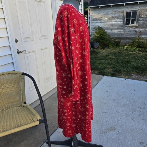Langes Damen-Nachthemd Allison Lane 2XL rot Schneeflocken Baumwolle - Bild 6 von 11