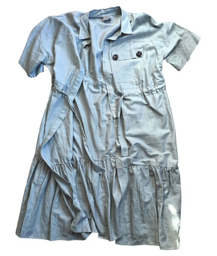 Asos Linen Plus Size 22 Dress Grey Button Down Duster Jacket - Picture 20 of 23