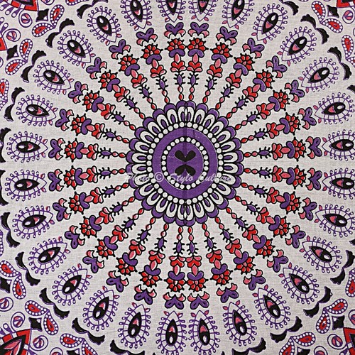 Mandala Square Dog Bed Printed Floor Pillow Cover Peacock Feather Cotton 35x35 - Picture 6 of 6