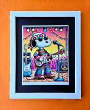 🔥AIDAN FLUX | Hand Signed Print Ed. of Only 69 SNOOPY at WOODSTOCK CONCERT COA