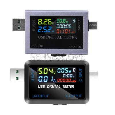 USB Type-C Digital Multimeter Current /Voltage Power Capacity Meter Tester 0-8A