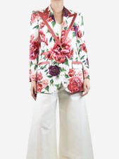 Dolce & Gabbana Pink Floral Printed Blazer - Size Uk 14