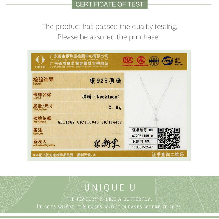 Collar con dije de plata esterlina 100 % Voroco cadena de corazón cruzado para mujer joyería Foto 2 de 4