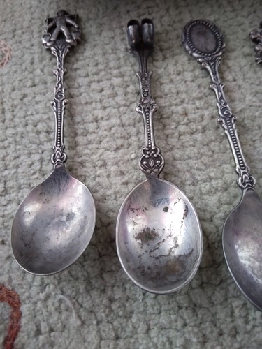 Vintage 6 Dutch Theme Collector Spoons w/Lighthouse Wall Rack Holland Delft - Picture 6 of 8