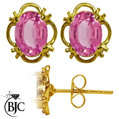 9ct Oro Amarillo Rosa Natural Topacio Individual Tuerca Pendientes Británico 375 - Imagen 1 de 4