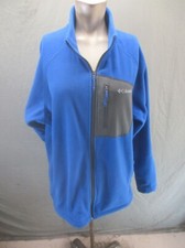 Columbia Size L Men Blue Full Zip Stand Collar Pocket Fleece Athletic Jacket 832