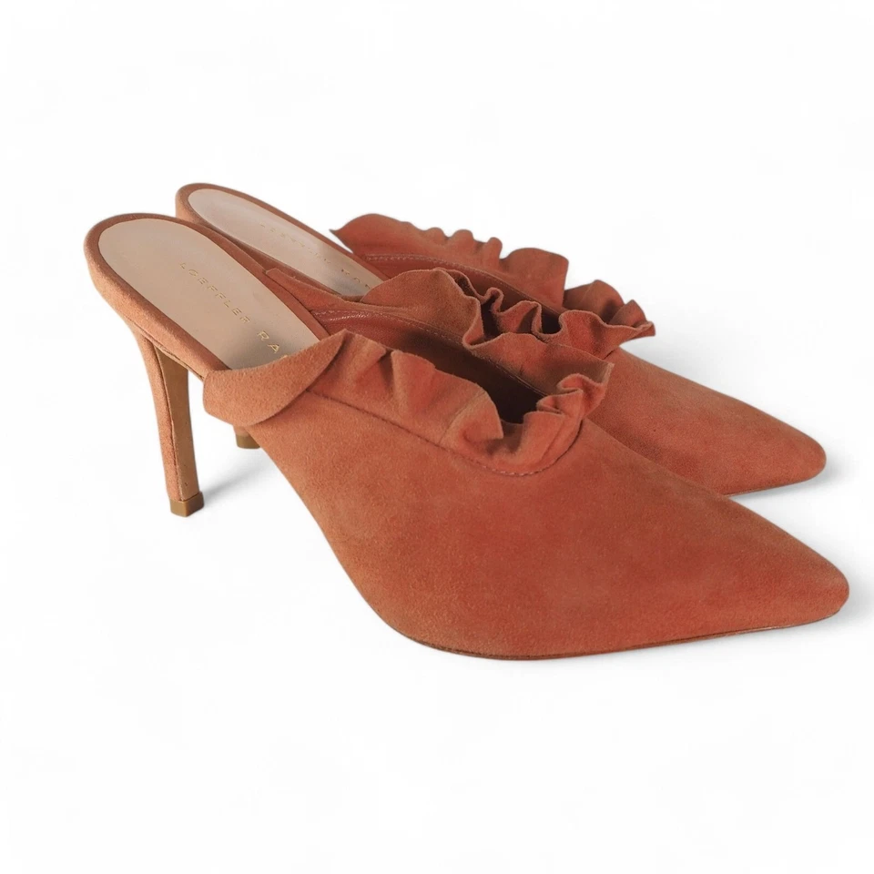 Loeffler Randall Langley Ruffle Stiletto 儿童麂皮绒高跟鞋“Dusty Rose”女式 7B — 第 4/4 张图片